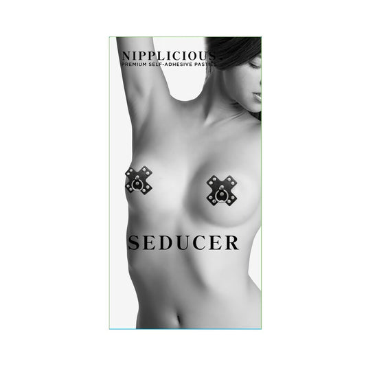 Nipplicious Seducer Leather Pasties With Ring Black