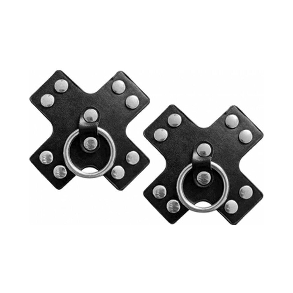 Nipplicious Seducer Leather Pasties With Ring Black