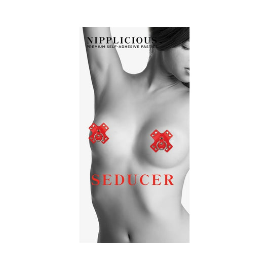Nipplicious Seducer Leather Pasties With Ring Red