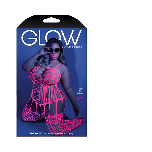 Glow Hypnotic Criss-cross Paneled Bodystocking Neon Pink Qs