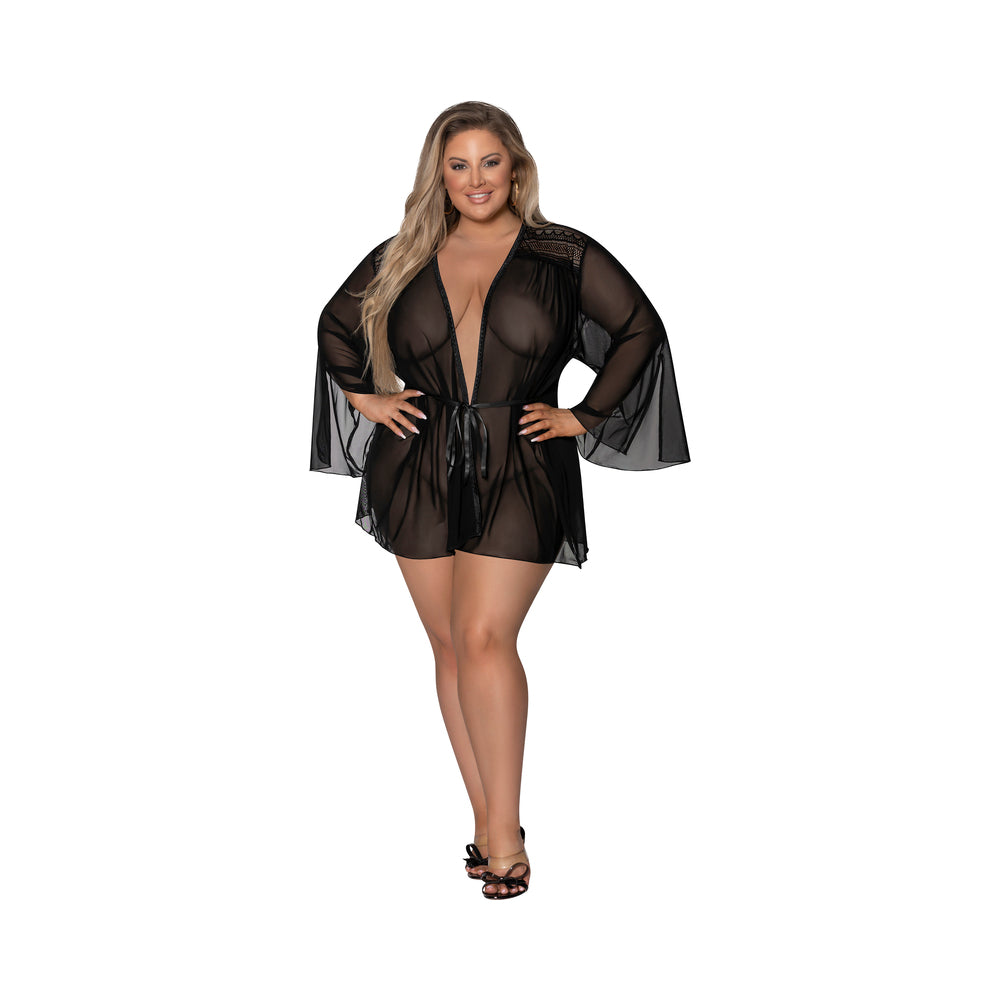 Magic Silk Modern Romance Short Robe Black Queen Size