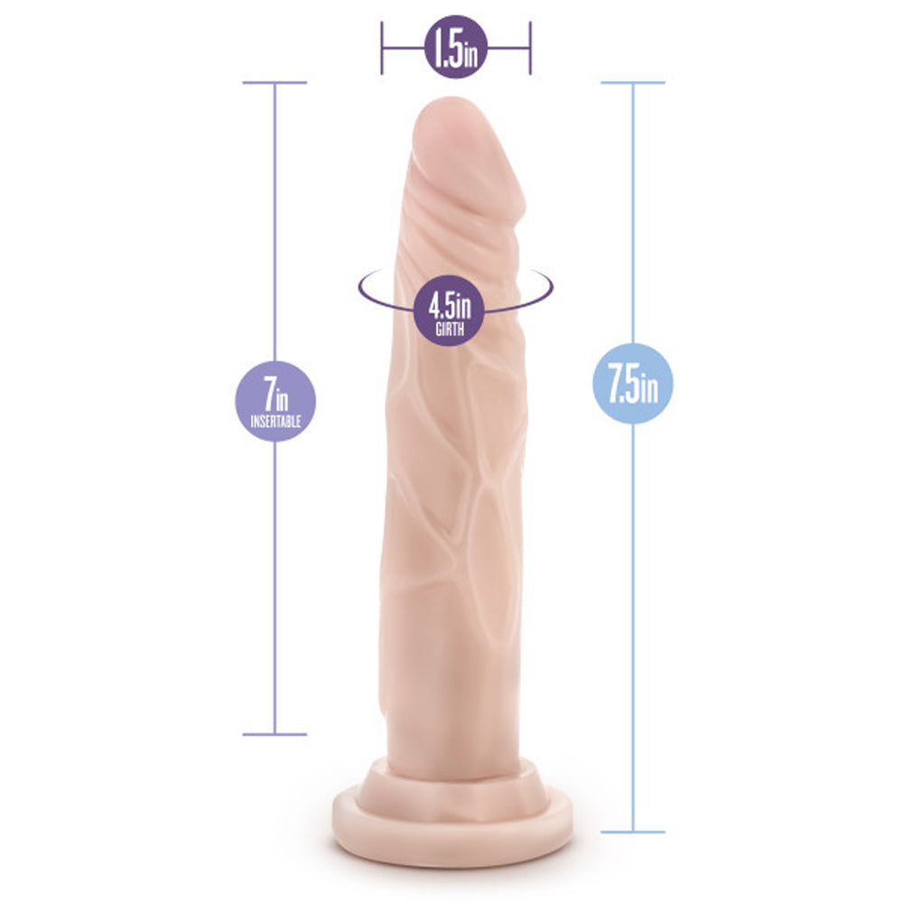 Dr. Skin Dr. Carter Dong With Suction Cup Silicone 7 In. Vanilla