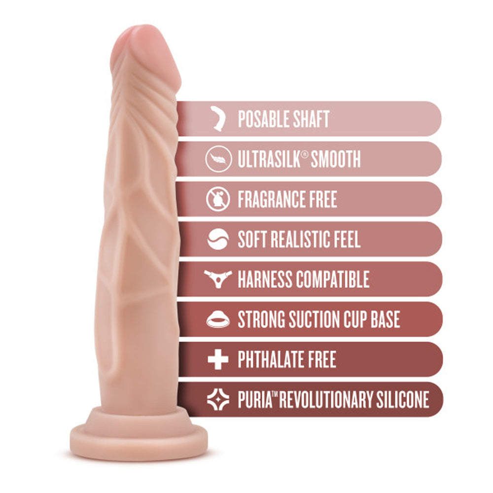 Dr. Skin Dr. Carter Dong With Suction Cup Silicone 7 In. Vanilla