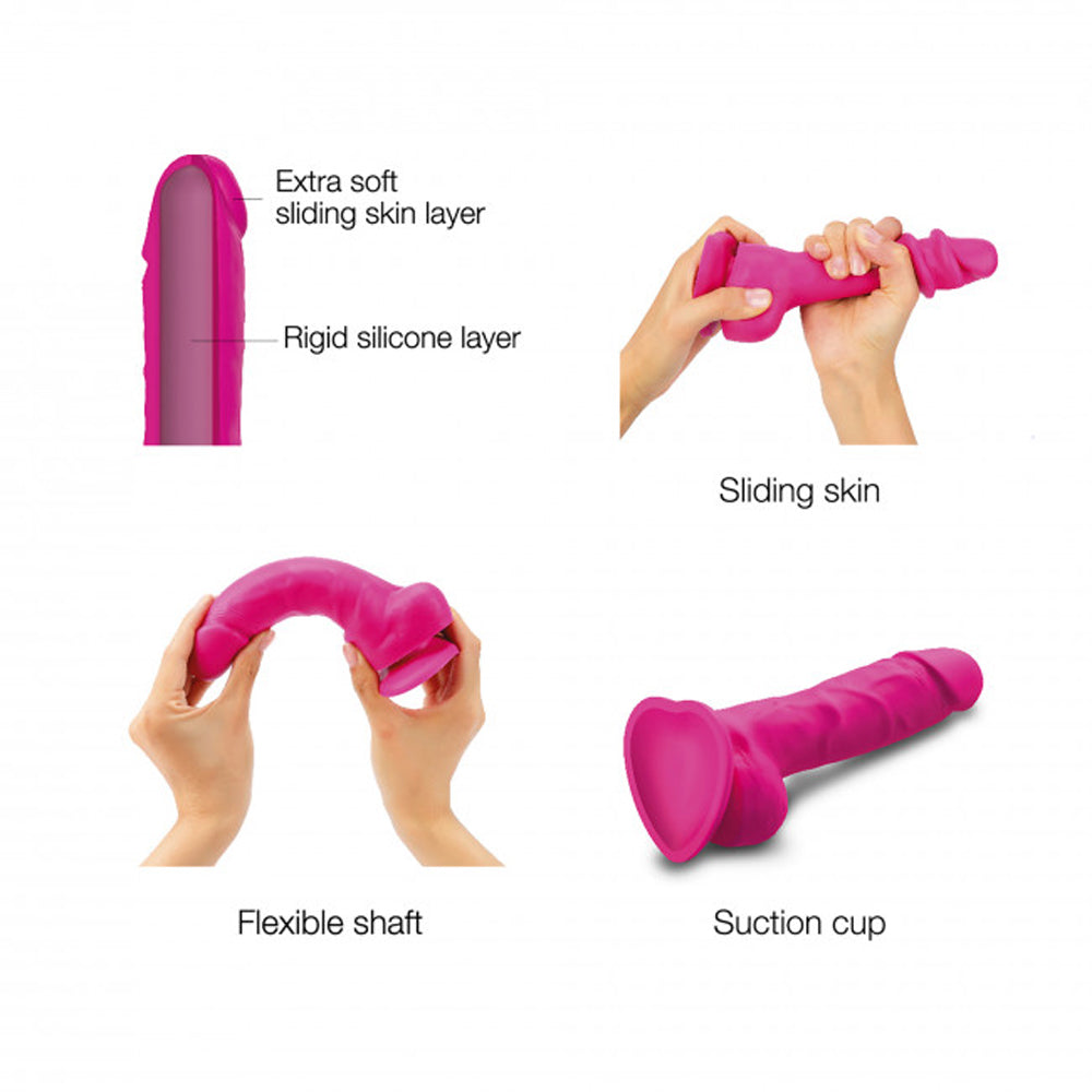 Strap-on-me Sliding Skin Realistic Dual-density Dildo Dual Fuchsia L