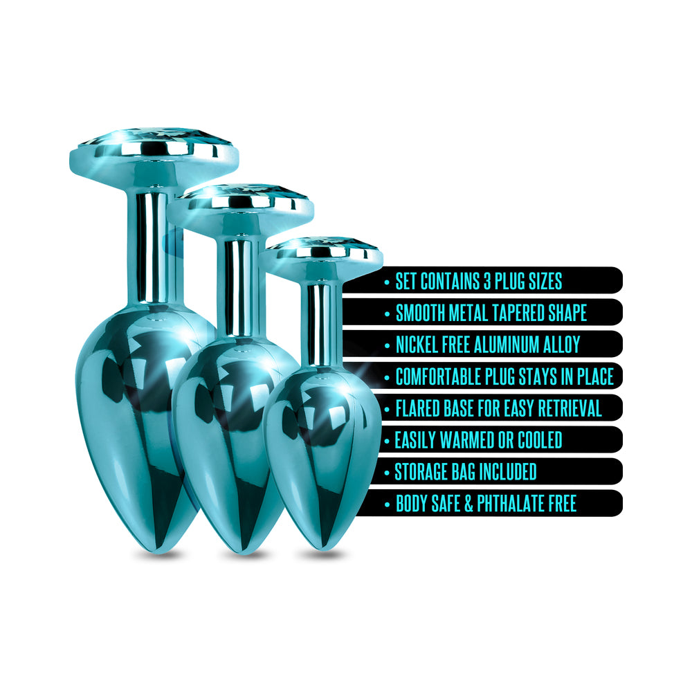 Nixie Metal Butt Plugtrainerset 3-piece Blue Metallic