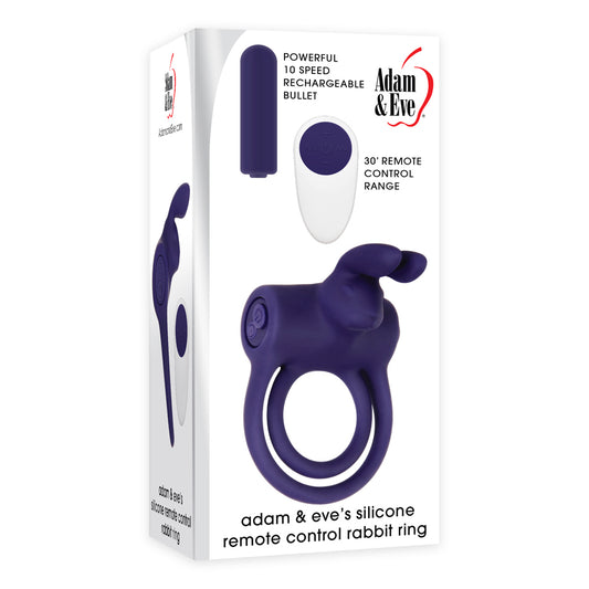 Adam & Eve's Silicone Remote Control Rabbit Ring - Purple