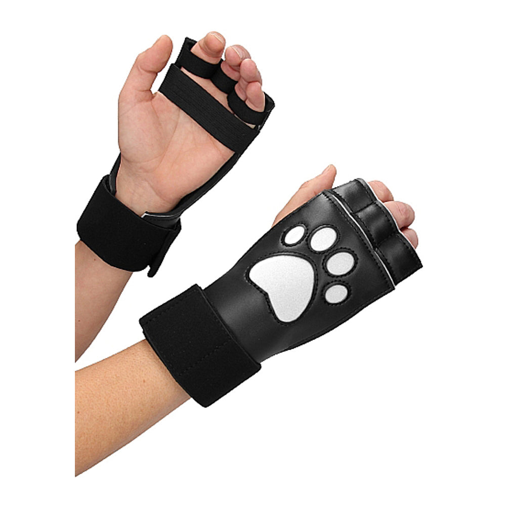 Puppy Play Neoprene Puppy Paw Gloves Black