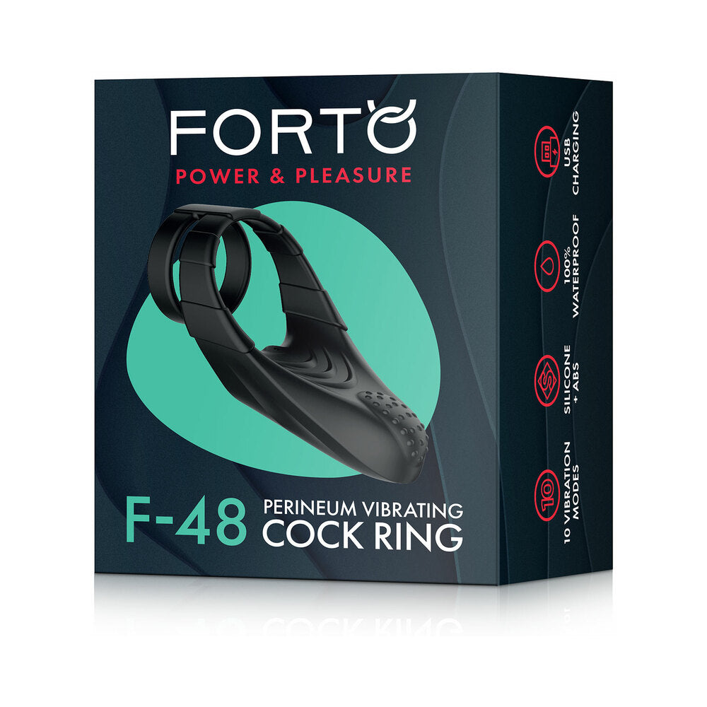 Forto F-48: Silicone Perineum Vibrating Double Cockring Black