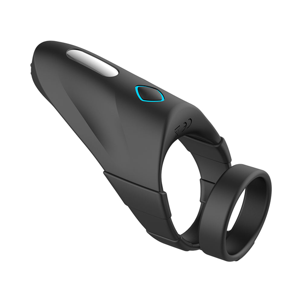 Forto F-48: Silicone Perineum Vibrating Double Cockring Black