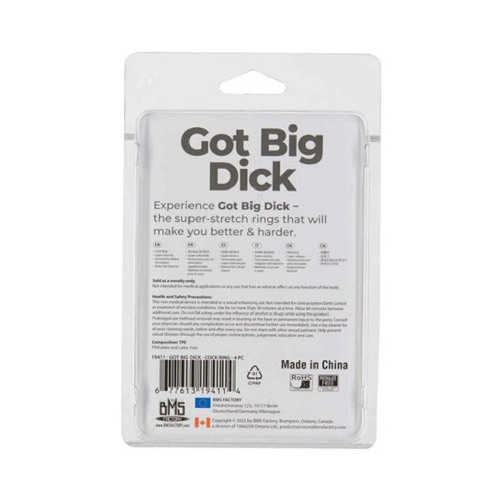 Got Big Dick Cockring 4-pack Smoke