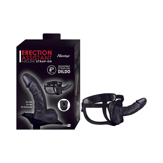 Erection Assist Hollow Strap-On 8in Bk