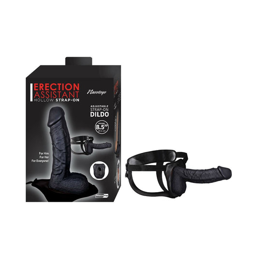 Erection Assist Hollow Strap-On 8.5in Bk