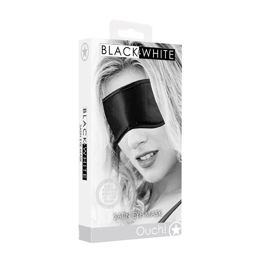 Ouch! Black & White Satin Eye Mask Black