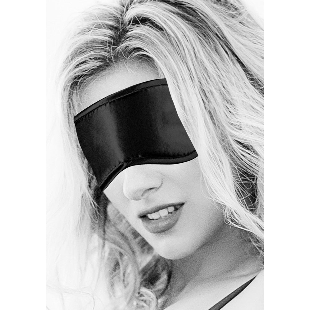 Ouch! Black & White Satin Eye Mask Black