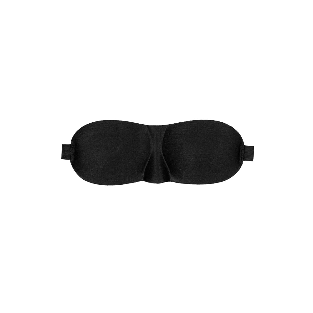 Ouch! Black & White Satin Curvy Eye Mask With Elastic Straps Black