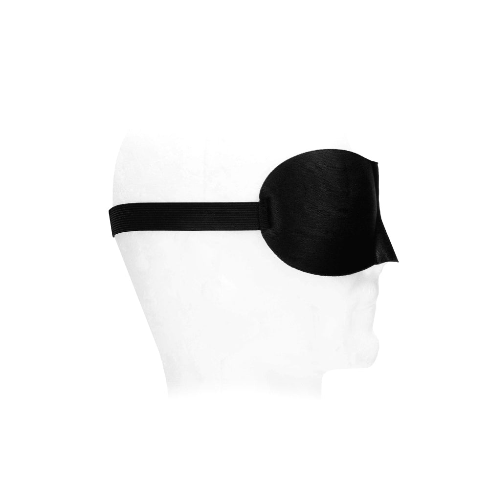 Ouch! Black & White Satin Curvy Eye Mask With Elastic Straps Black