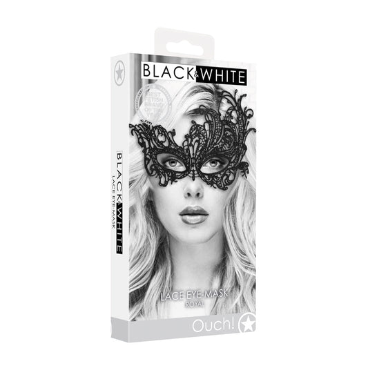 Ouch! Black & White Lace Eye Mask Royal Black