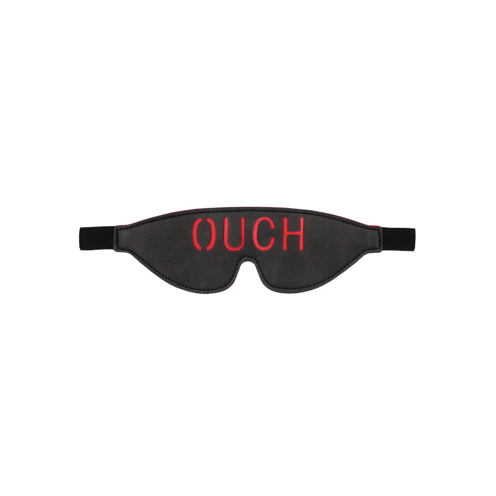 Ouch! Black & White Bonded Leather Eye Mask Ouch With Elastic Straps Black