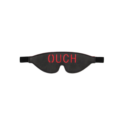 Ouch! Black & White Bonded Leather Eye Mask Ouch With Elastic Straps Black