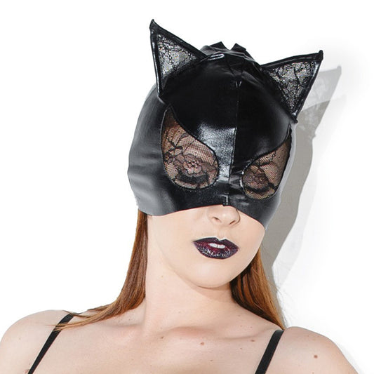 Cat Mask w/ Lace Eyes and Ears Black OS