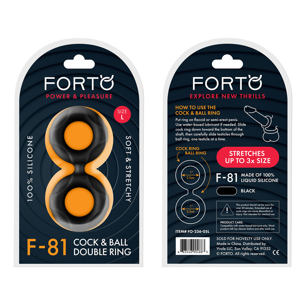 Forto F-81: Double Ring Liquid Silicone 47 Mm Black