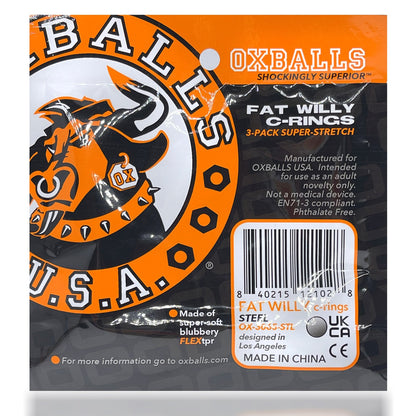 Oxballs Fat Willy 3-pack Jumbo Cockrings Orange