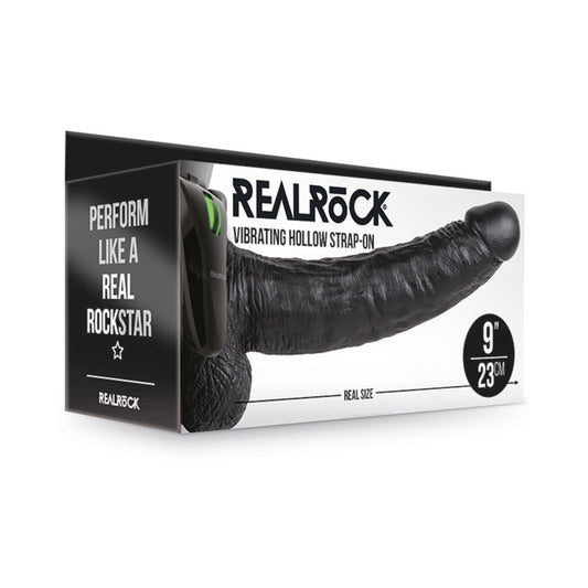 Realrock Vibrating Hollow Strap-on With Balls 9 In. Chocolate