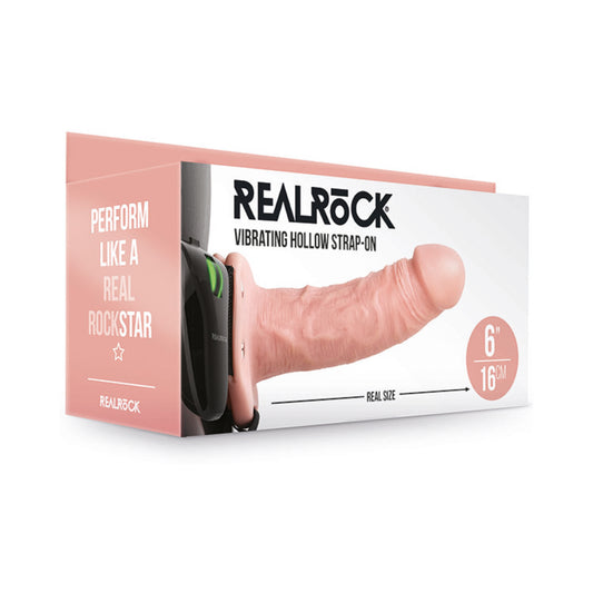 Realrock Vibrating Hollow Strap-on Without Balls 6 In. Vanilla