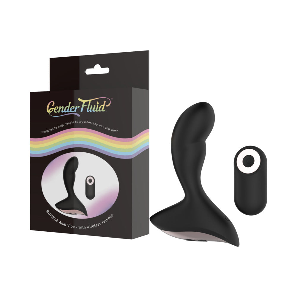 Gender Fluid Rumble Anal Vibe With Remote Silicone Black