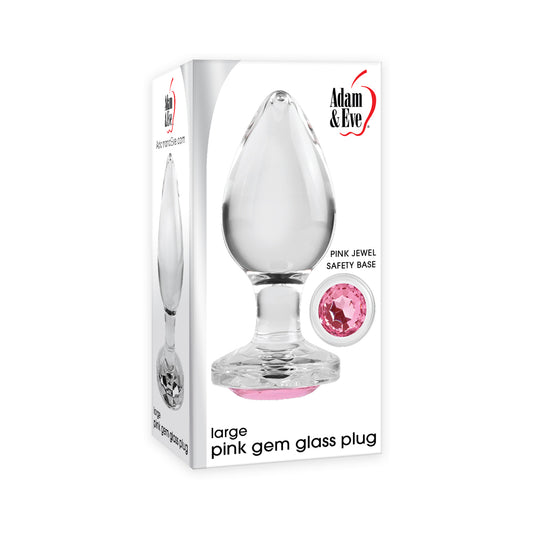 Adam & Eve Pink Gem Glass Plug - Large
