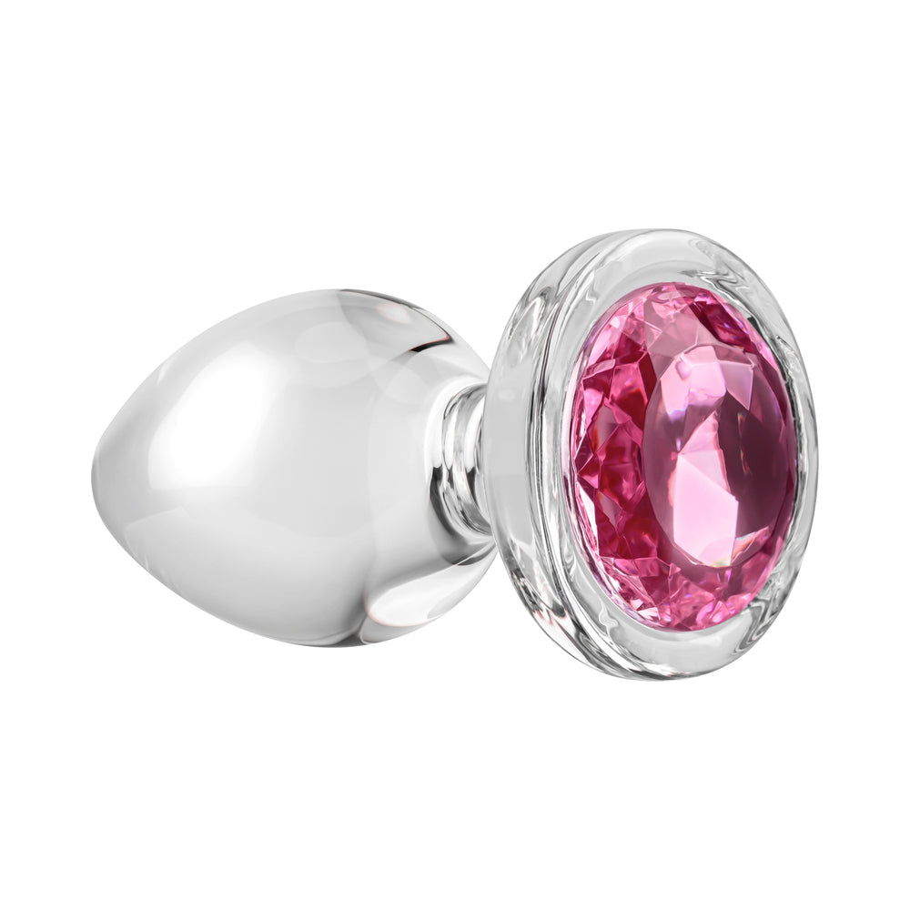 Adam & Eve Pink Gem Glass Plug - Large
