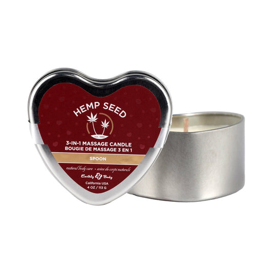 Earthly Body 2023 Valentine 3 in 1 Massage Heart Candle - 4 oz Spoon