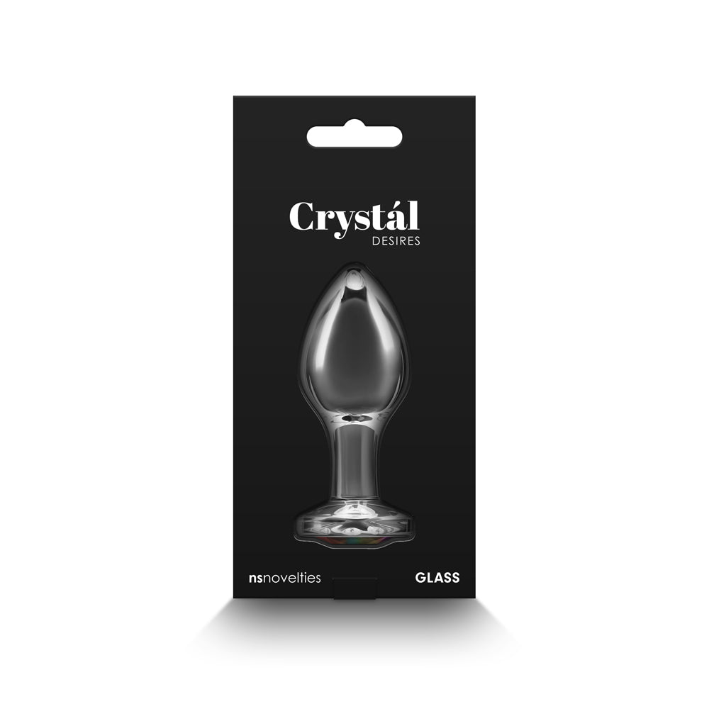 Crystal Desires Glass Round Gem Butt Plug Medium - Rainbow