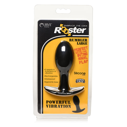 Curve Novelties Rooster Rumbler Vibrating Silicone Anal Plug Large - Black