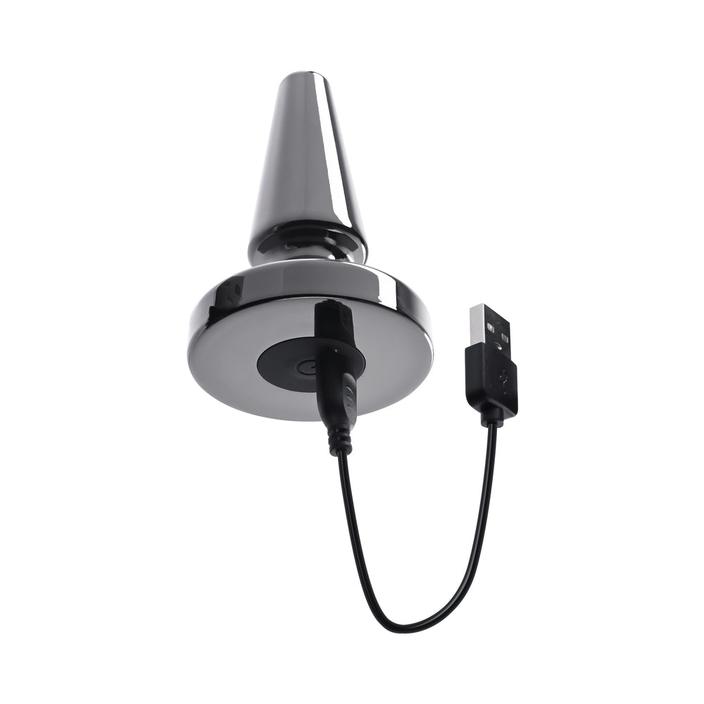 Evolved Beginner Vibrating Rechargeable Metal Plug - Black