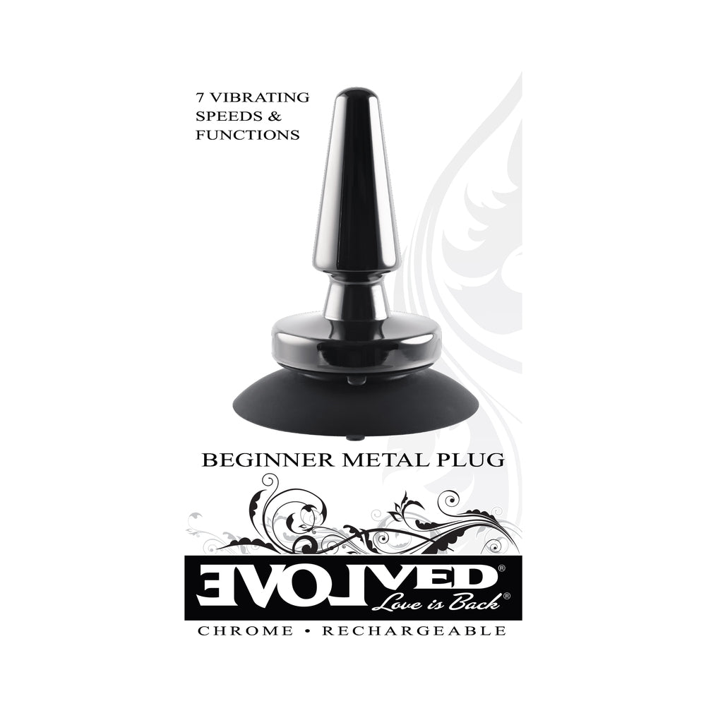Evolved Beginner Vibrating Rechargeable Metal Plug - Black
