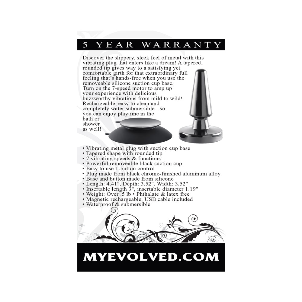 Evolved Beginner Vibrating Rechargeable Metal Plug - Black
