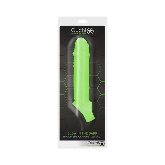 Ouch! Glow Smooth Stretchy Penis Sleeve - Glow In The Dark - Green