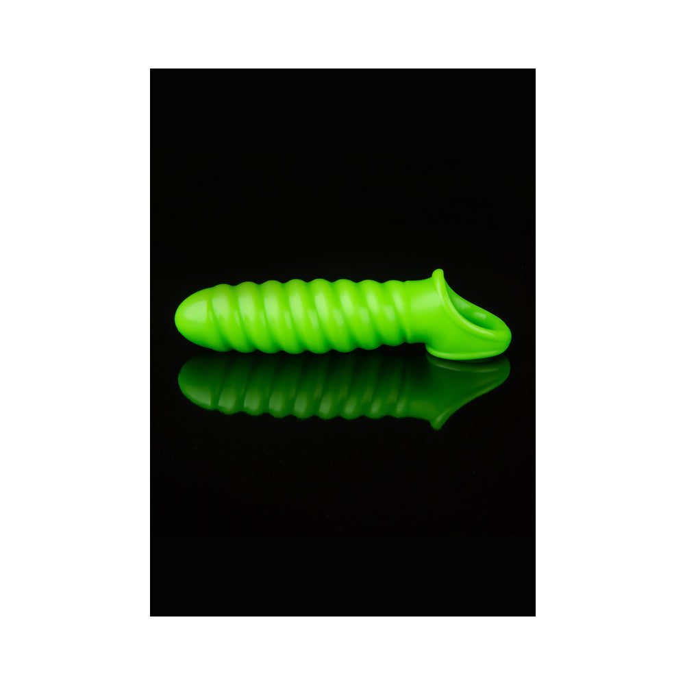 Ouch! Glow Swirl Stretchy Penis Sleeve - Glow In The Dark - Green