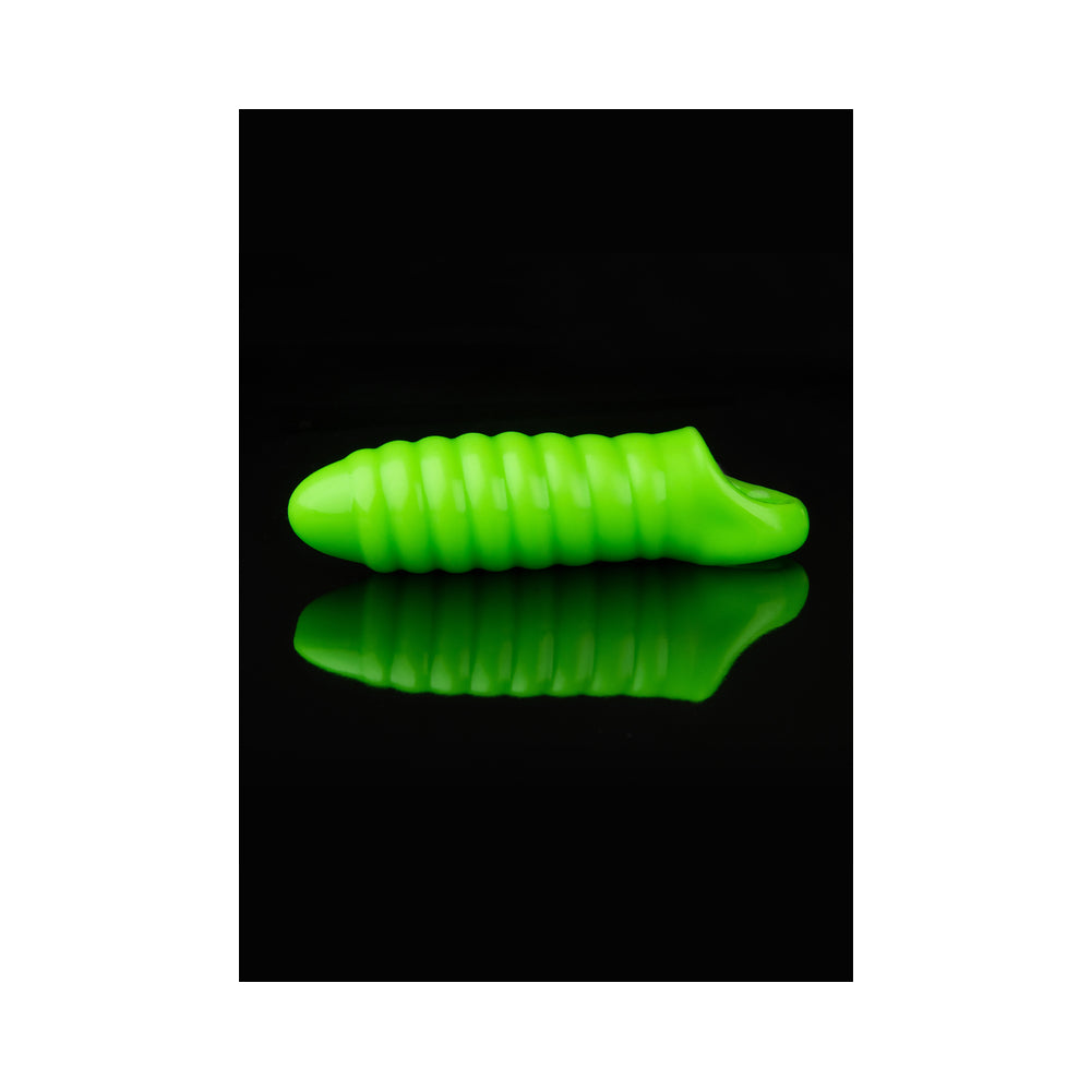 Ouch! Glow Swirl Thick Stretchy Penis Sleeve - Glow In The Dark - Green