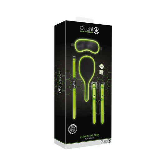 Ouch! Glow Bondage Kit #1 - Glow In The Dark - Green