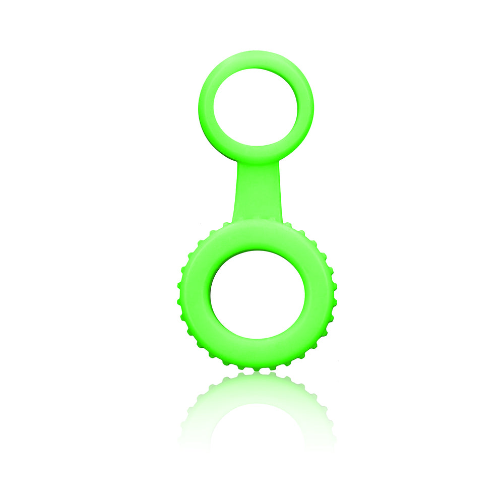 Ouch! Glow Cock Ring & Ball Strap - Glow In The Dark - Green