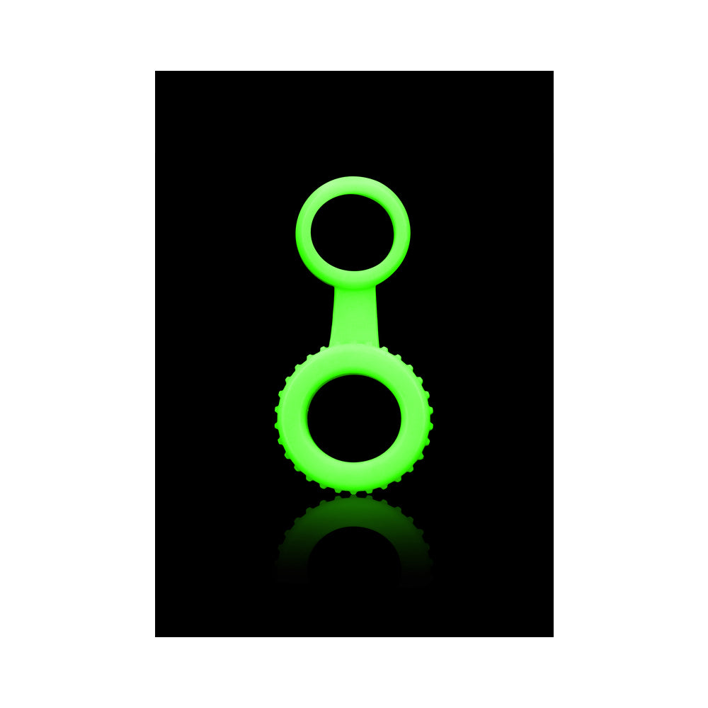 Ouch! Glow Cock Ring & Ball Strap - Glow In The Dark - Green