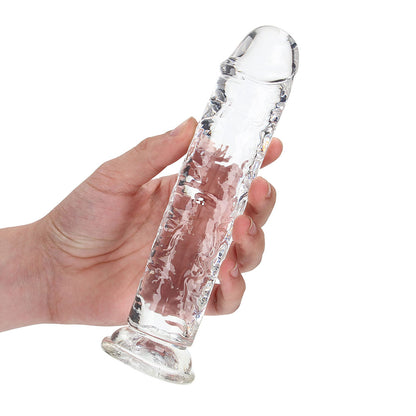 Realrock Crystal Clear Straight 7 In. Dildo Without Balls Clear