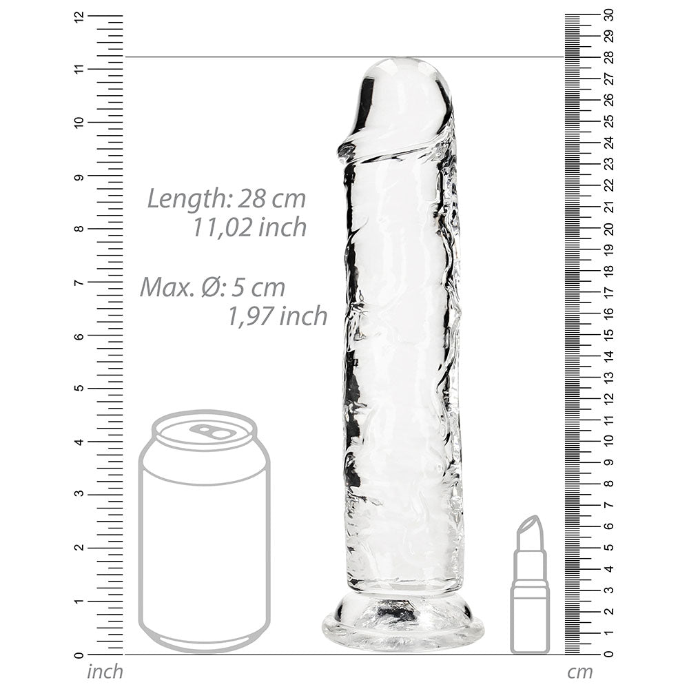 Realrock Crystal Clear Straight 10 In. Dildo Without Balls Clear