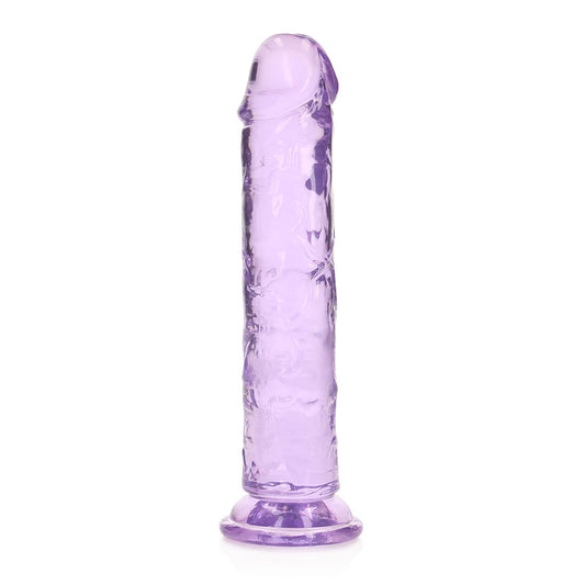 Realrock Crystal Clear Straight 7 In. Dildo Without Balls Purple