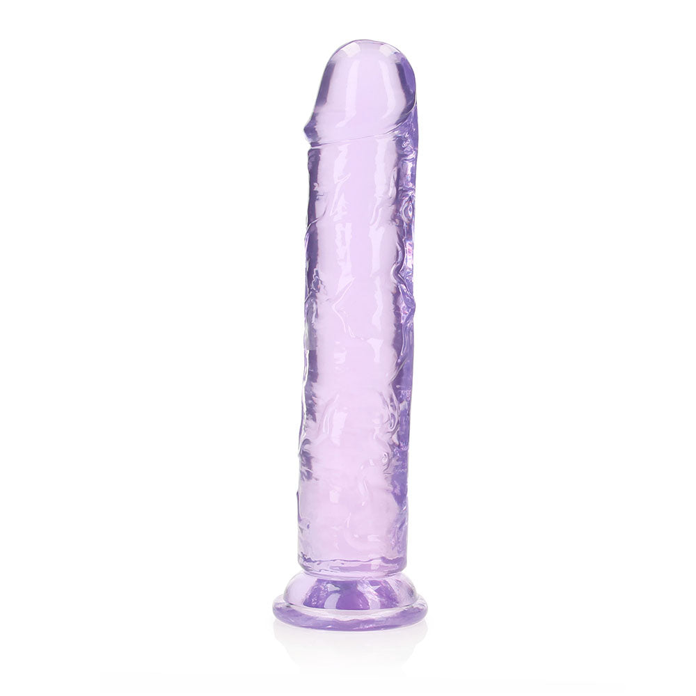 Realrock Crystal Clear Straight 10 In. Dildo Without Balls Purple