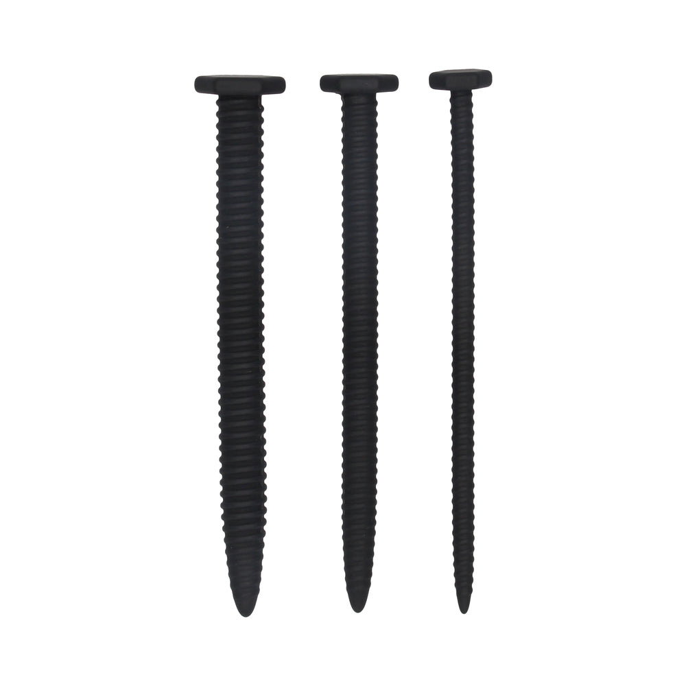Ouch! Urethral Sounding - Silicone Screw Plug Set - Black