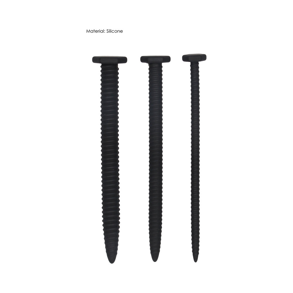 Ouch! Urethral Sounding - Silicone Screw Plug Set - Black