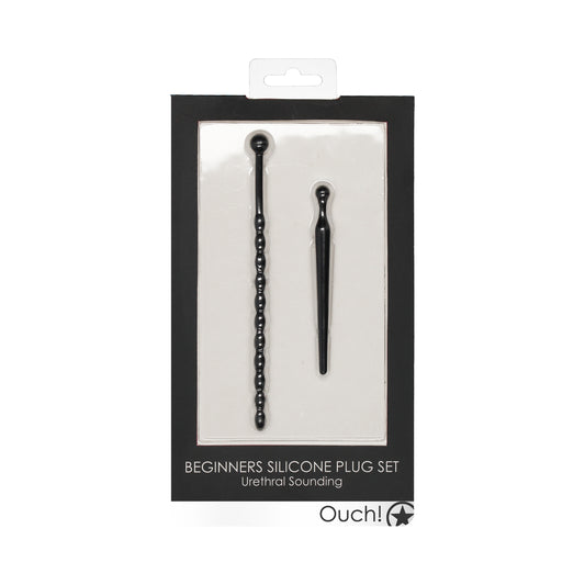 Ouch! Urethral Sounding - Silicone Beginners Plug Set - Black